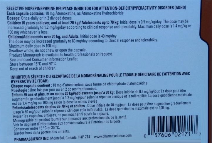 PMS-Atomoxetine 18mg